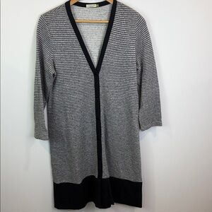 Chalet Striped Gray and Black Button-Up fleece Cardigan size XS/S